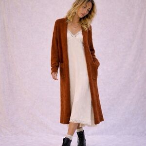 Leith Nordstrom Longline Cardigan Rust Sz Small